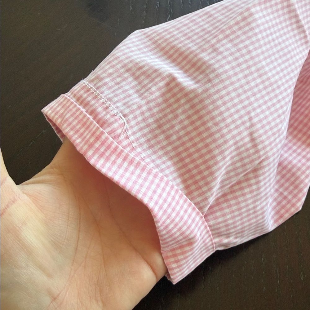 Anne Fontaine Pink Checkered Ruffle Blouse - Picture 4 of 5